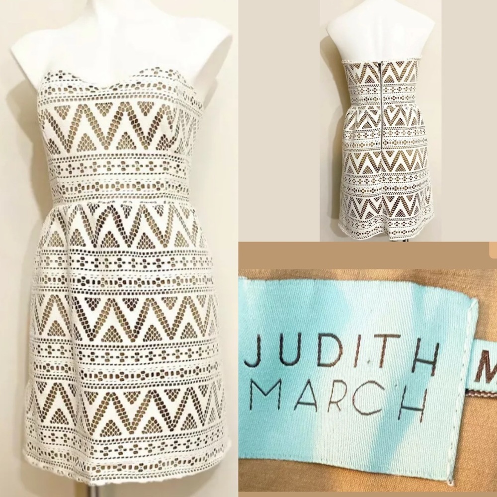 judith march Med White Strapless dress
